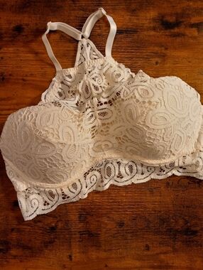 NWOT Large Pink by Victoria's Secret White Lace padded Underwire Push Up Bra
